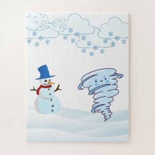 Cute winter snowman and wind jigsaw puzzle