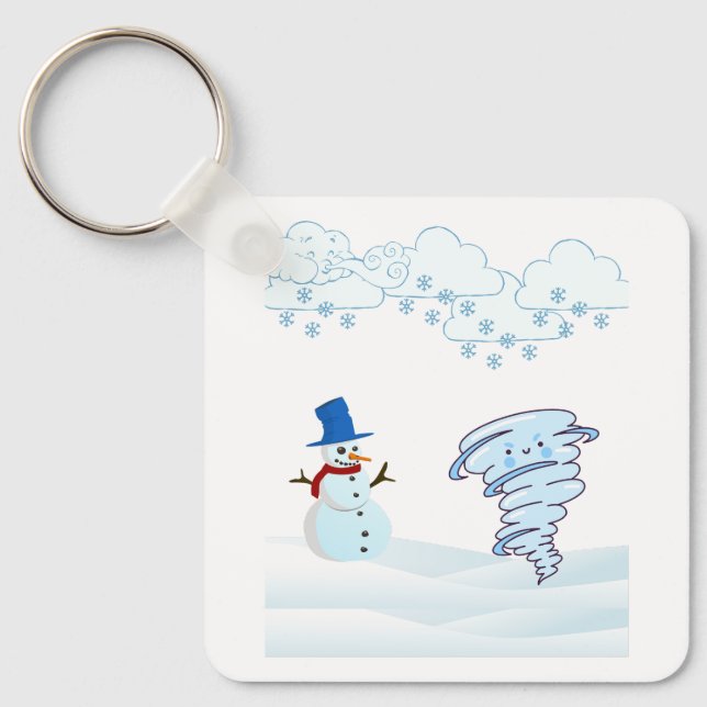 Cute winter snowman and wind key ring (Front)