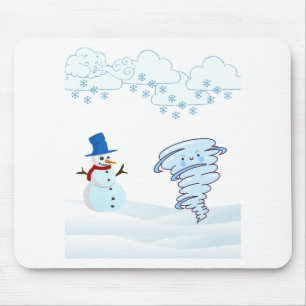 Cute winter snowman and wind mouse mat