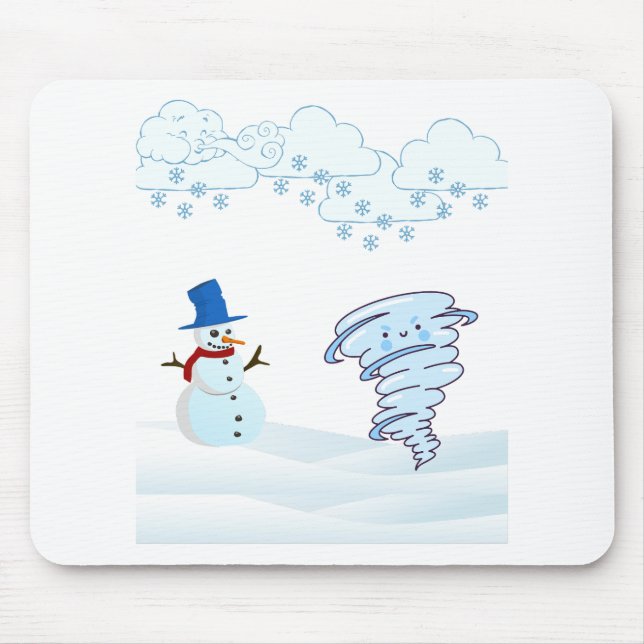 Cute winter snowman and wind mouse mat (Front)