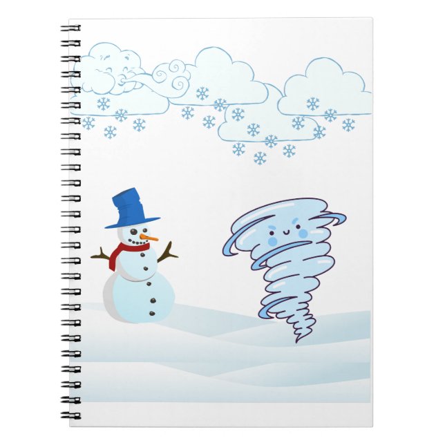 Cute winter snowman and wind notebook (Front)