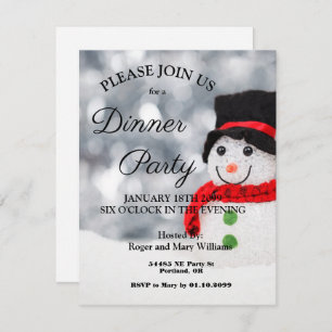 Cute Winter Snowman Dinner Party Invitation