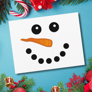 Cute Winter Snowman Face Festive Holidays Cartoon Postcard