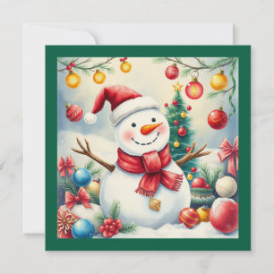 Cute Winter Snowman Merry Christmas Non-Photo  Holiday Card
