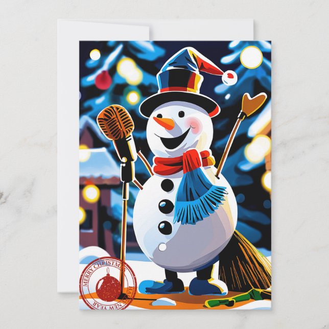 Cute Winter Snowman Merry Christmas Non-Photo Holiday Card (Front)