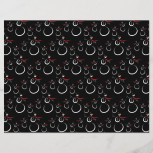 Cute Winter Snowman Pattern Black