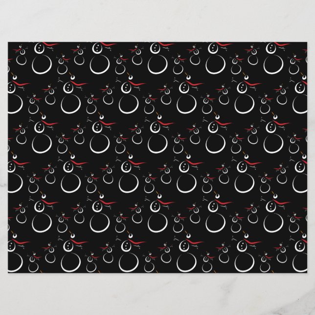 Cute Winter Snowman Pattern Black (Front)