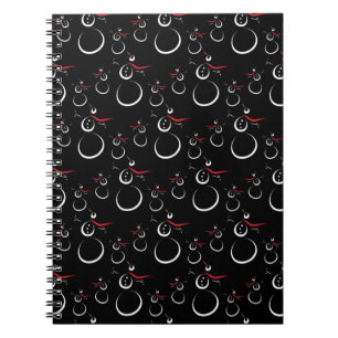 Cute Winter Snowman Pattern Black Notebook