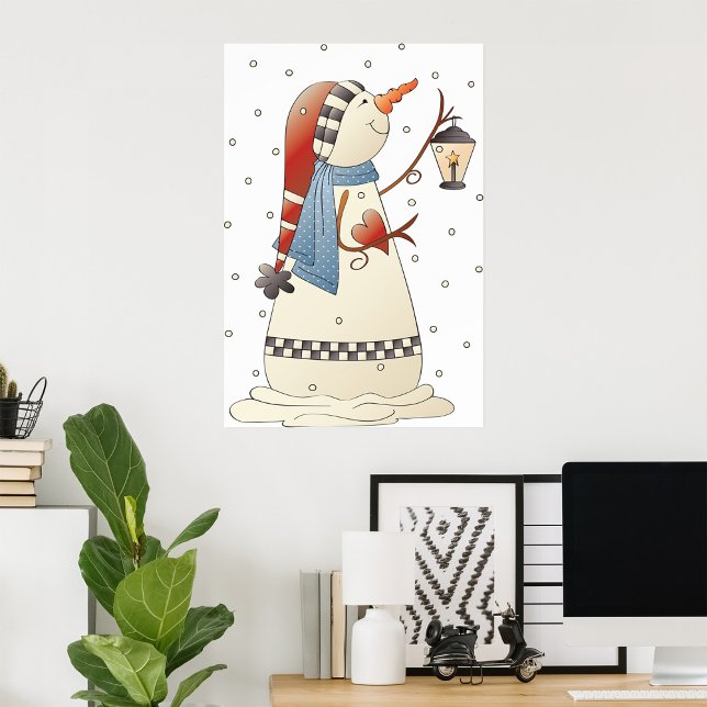 Cute Winter Snowwoman with Lantern  Poster (Creator Uploaded)