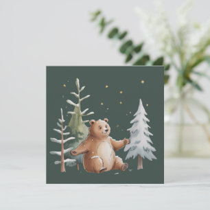 Cute Winter Snowy Bear Whimsical Woodland Winter Invitation