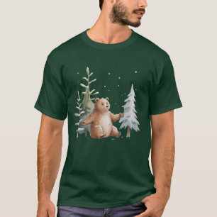 Cute Winter Snowy Bear Whimsical Woodland Winter  T-Shirt