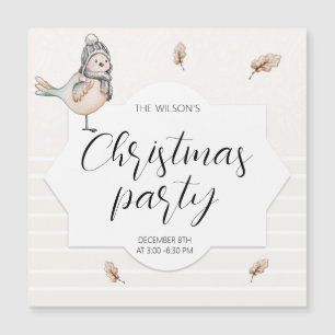 Cute Winter Sparrow Watercolor Illustration