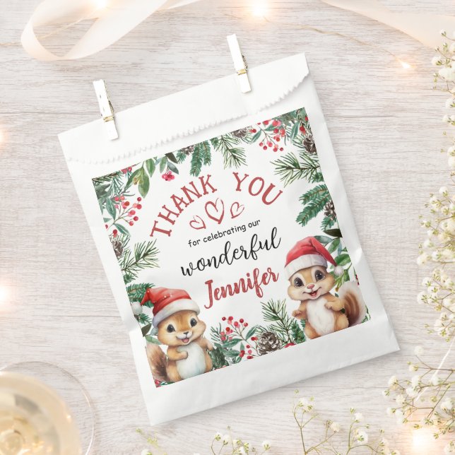 Cute Winter Squirrel Christmas 2nd Birthday  Favour Bags (Clipped)
