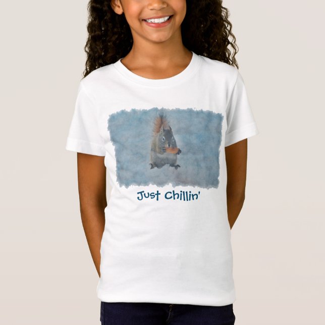 Cute Winter Squirrel Just Chillin' with a Peanut T-Shirt (Front)