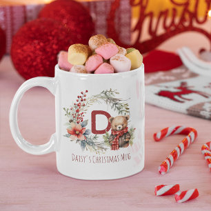 Cute Winter Teddy Bear Kids Name Christmas Gift Coffee Mug