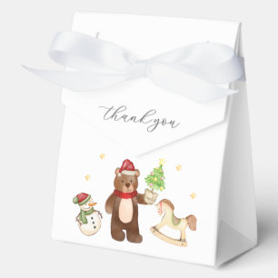 Cute Winter Teddy Bear Snowman Baby Shower Favour Box
