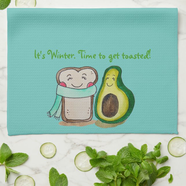 Cute winter theme dish towel  (Folded)