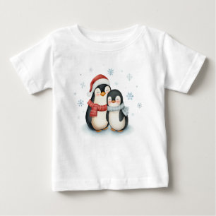 Cute Winter Themed Penguin Family Christmas  Baby T-Shirt