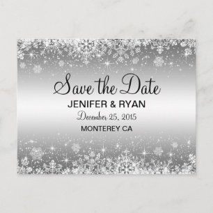 Cute winter wedding save the date postcard