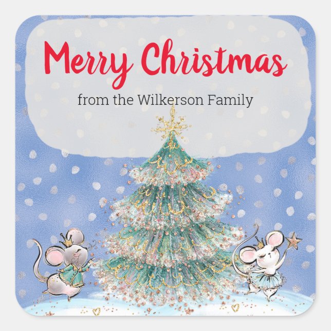 Cute Winter Wonderland Nutcracker Christmas Square Sticker (Front)