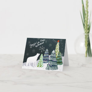 Cute Winter Wonderland Polar Bear and Cardinal Thank You Card