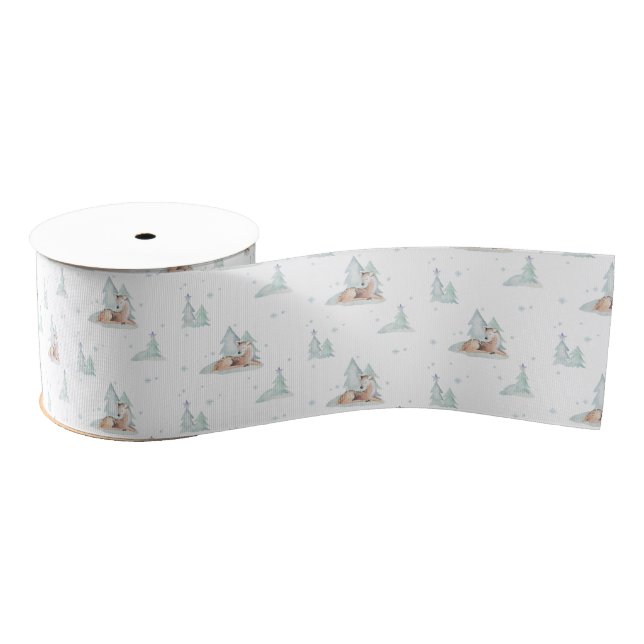 Cute winter wonderland  woodland animals grosgrain ribbon (Spool)