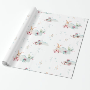 Cute winter wonderland woodland animals wrapping paper