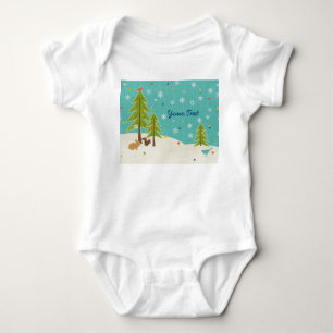Cute Winter Wonderland Woodland Scene personalised Baby Bodysuit