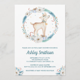 Cute Winter Woodland Baby Shower Invitation