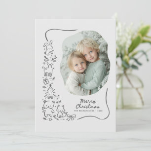 Cute Winter Woodland Christmas Greeting Photo Card