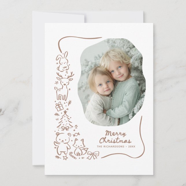 Cute Winter Woodland Christmas Greeting Photo Holiday Card (Front)