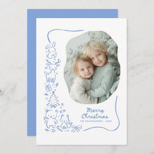 Cute Winter Woodland Christmas Greeting Photo Holiday Card