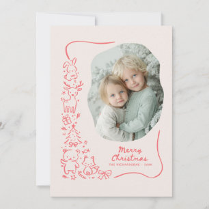 Cute Winter Woodland Christmas Greeting Photo Holiday Card