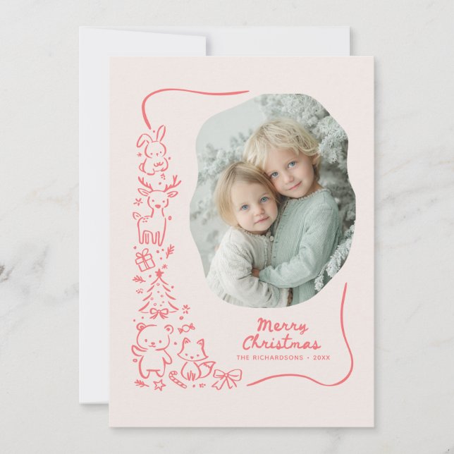 Cute Winter Woodland Christmas Greeting Photo Holiday Card (Front)