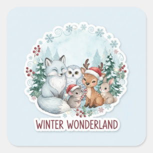 Cute Winter Woodland Creatures Zazzle Gift Square Sticker