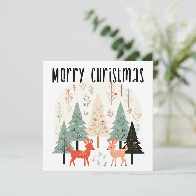 Cute Winter Woodland Family Christmas Card  (Standing Front)