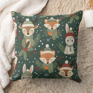 Cute Winter Woodland Friends – Holiday Animal Cushion