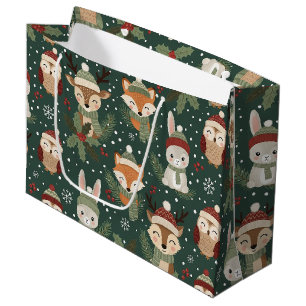 Cute Winter Woodland Friends – Holiday Animal Large Gift Bag
