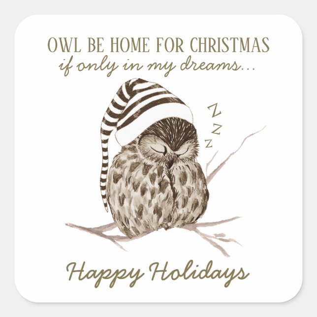 Cute Winter Woodland Owl Christmas Envelope Seals (Front)