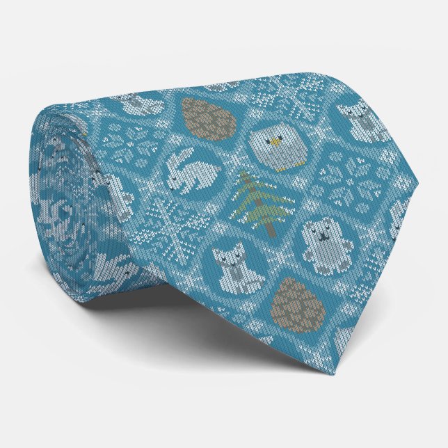 Cute Winter Woodland Tie (Rolled)