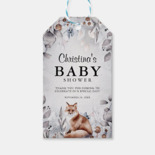Cute Winter Woodland Watercolor Baby Shower Favour Gift Tags