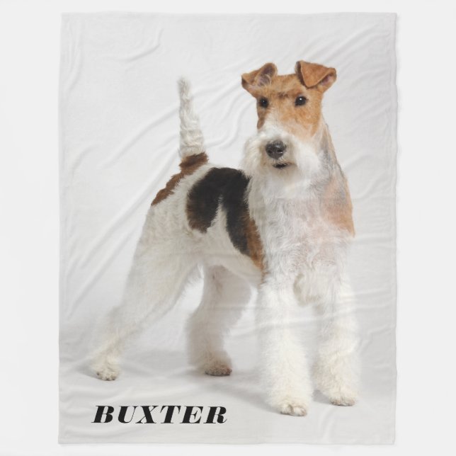Cute Wire Fox Terrier Dog Photo Fleece Blanket (Front)