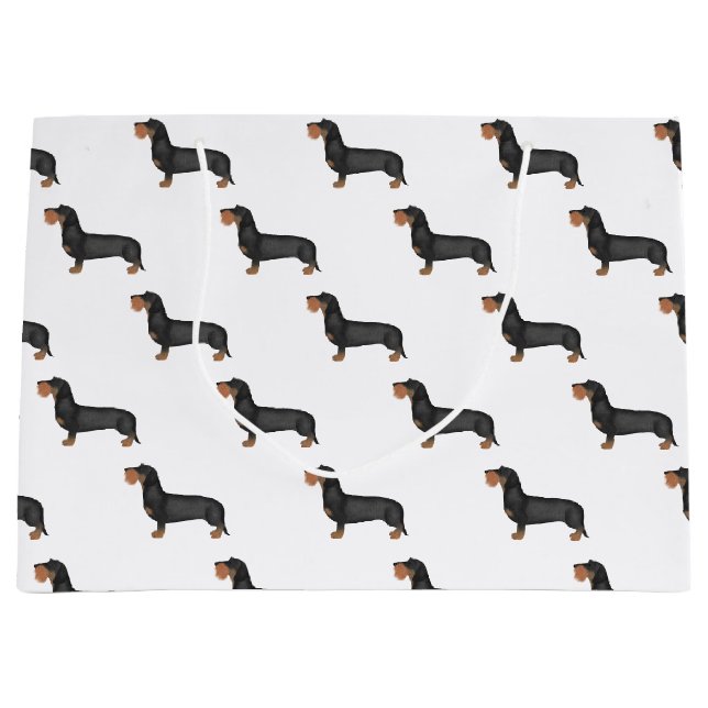 Cute Wire Haired Dachshund Sausage Dog Large Gift Bag (Front)