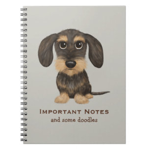 Cute Wirehaired Dachshund Cartoon Dog Notebook