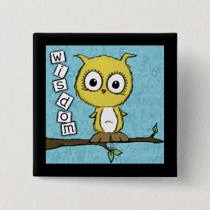 Cute Wisdom Owl 15 Cm Square Badge