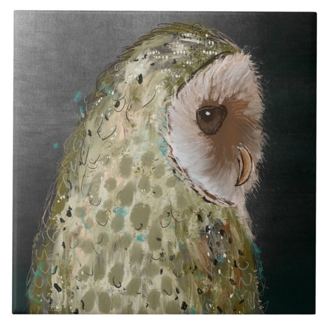 Cute Wise Owl Ceramic Kitchen Tile (Front)