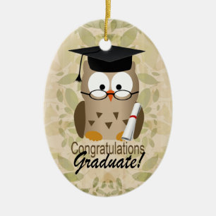 Cute Wise Owl Graduate Ceramic Tree Decoration