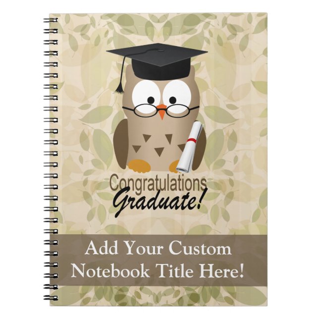 Cute Wise Owl Graduate Notebook (Front)