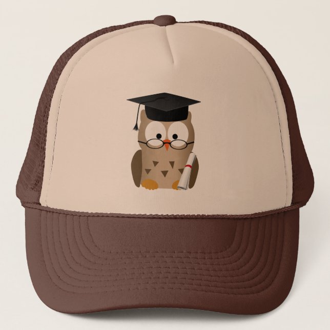 Cute Wise Owl Graduate Trucker Hat (Front)