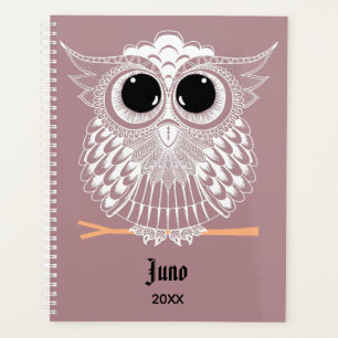 Cute Wise Owl Mandala Doodle Henna Pattern Planner
